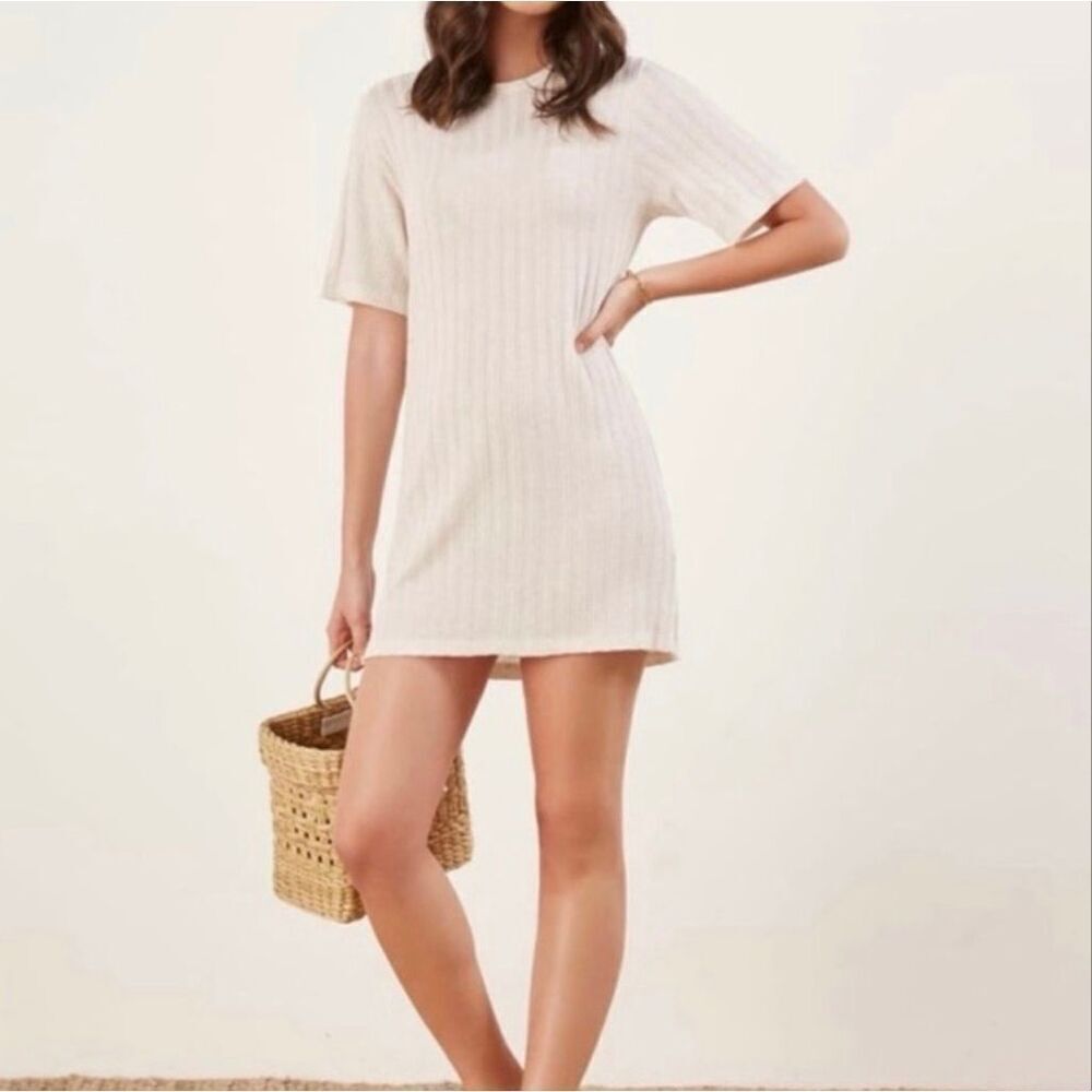 Reformation Banbrook Women’s Small Cream Short Sleeve Mini Dress A Line